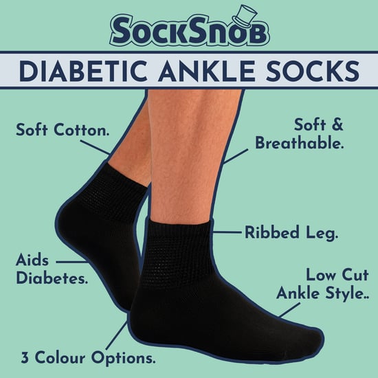 6er Pack Herren Knöchelsocken Diabetes Baumwolle atmungsaktiv Alltags-Socken - Image 2