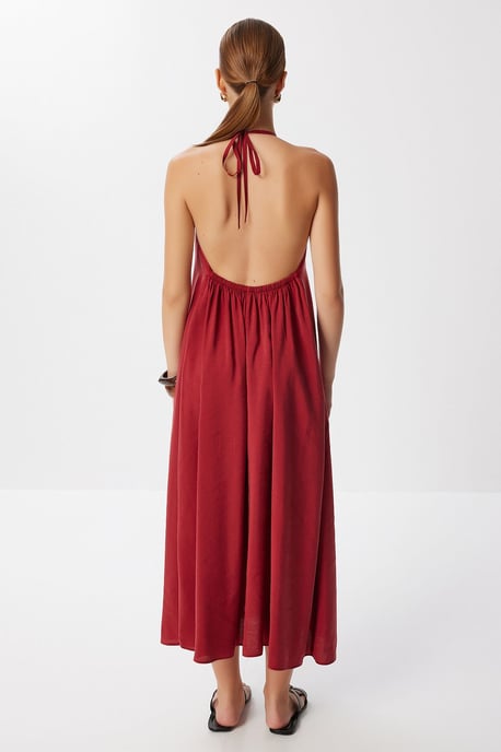 Halterneck Drapiertes Midi-Kleid - Image 6