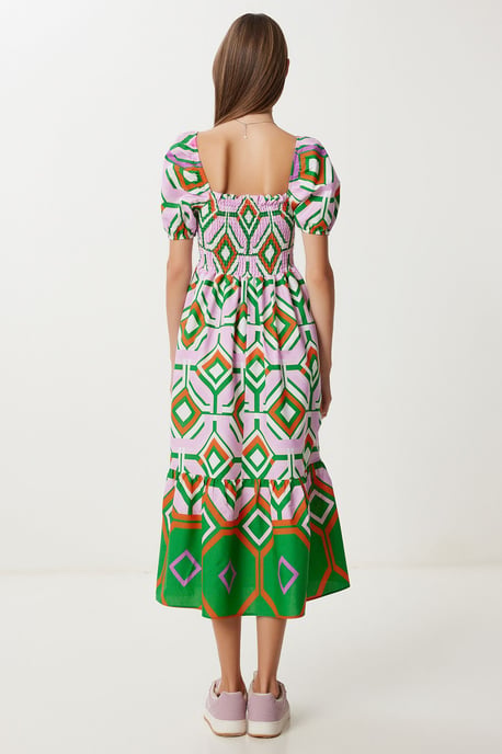 Batikdruck-Midikleid mit Rüschendetails - Image 5