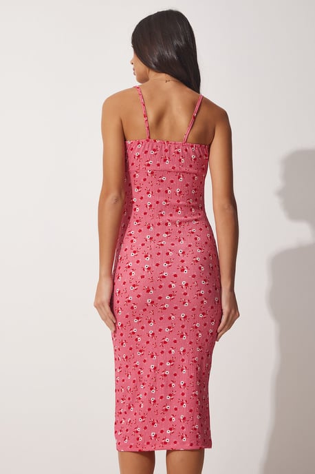 Blumen Bodycon Midi Kleid mit Schlitz - Image 4