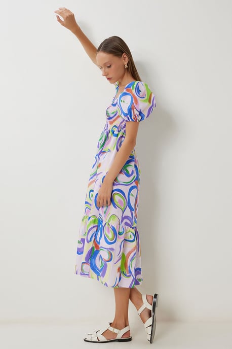 Abstraktes Druck A-Linien Midi Kleid - Image 2