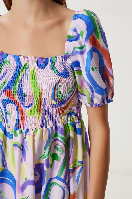 Abstraktes Druck A-Linien Midi Kleid - Image 4