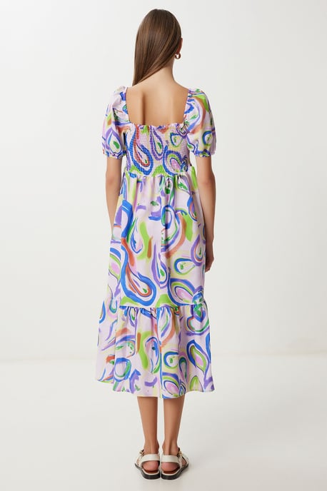 Abstraktes Druck A-Linien Midi Kleid - Image 5
