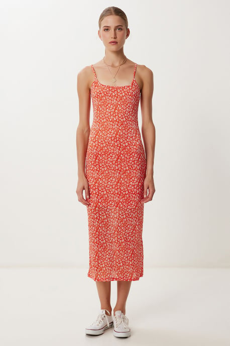 Ärmelloses Midikleid mit quadratischem Ausschnitt und Blumenmuster - Image 1