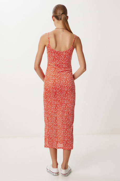 Ärmelloses Midikleid mit quadratischem Ausschnitt und Blumenmuster - Image 4