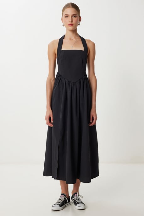 Schlankes Midi-Kleid mit quadratischem Kragen - Image 1