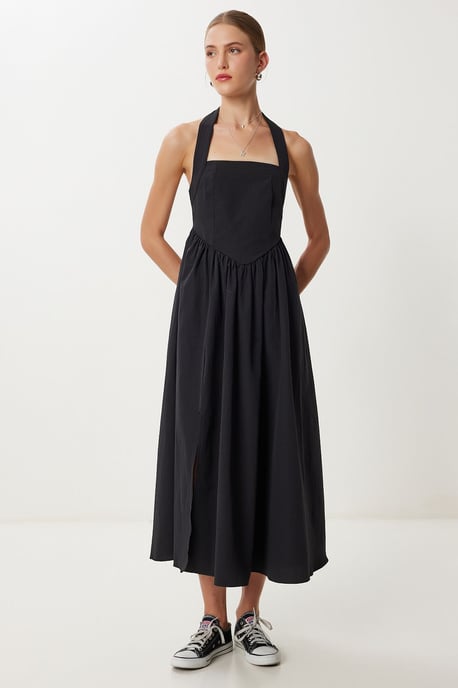 Schlankes Midi-Kleid mit quadratischem Kragen - Image 4