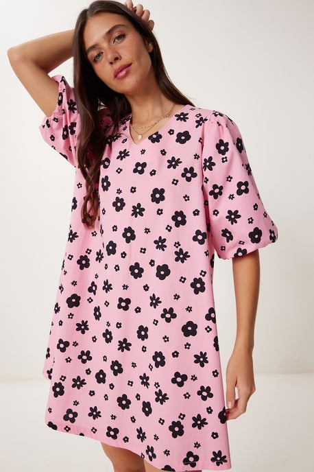 Muster Midi-Kleid mit A-Linien-Schnitt und Reißverschluss - Image 3