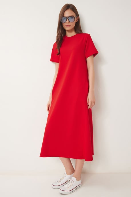 Midikleid mit kurzen Ärmeln und Rundhalsausschnitt - Image 2