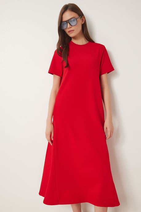 Midikleid mit kurzen Ärmeln und Rundhalsausschnitt - Image 3