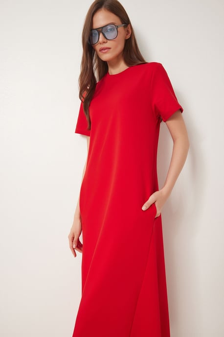 Midikleid mit kurzen Ärmeln und Rundhalsausschnitt - Image 4