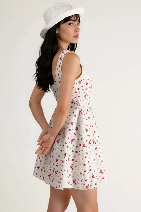 Blumen U-Ausschnitt Mini Skaterkleid - Image 2