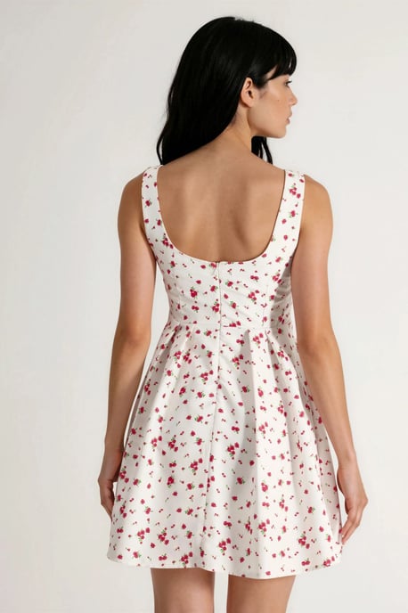 Blumen U-Ausschnitt Mini Skaterkleid - Image 3