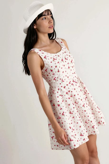 Blumen U-Ausschnitt Mini Skaterkleid - Image 4