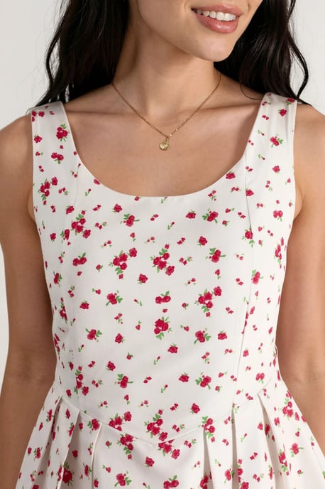 Blumen U-Ausschnitt Mini Skaterkleid - Image 6