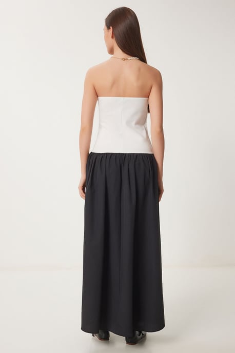 Farbblockiertes Schulterfreies Maxikleid - Image 5