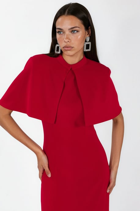 Maxikleid mit Rundhalsausschnitt und Cape-Accessoire - Image 2