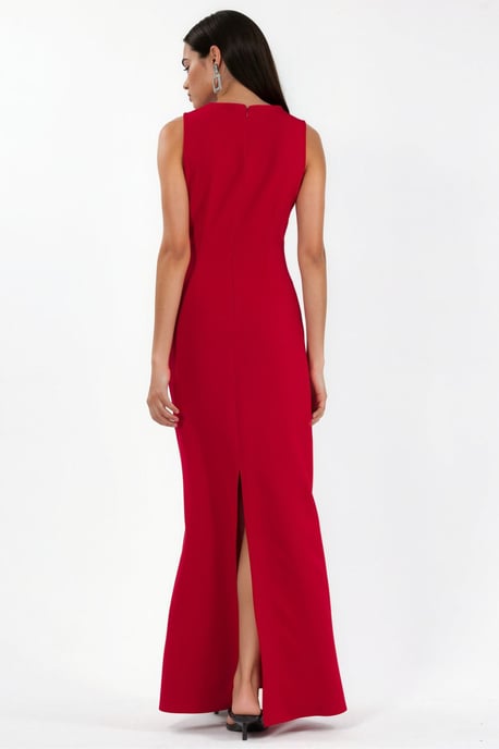 Maxikleid mit Rundhalsausschnitt und Cape-Accessoire - Image 4