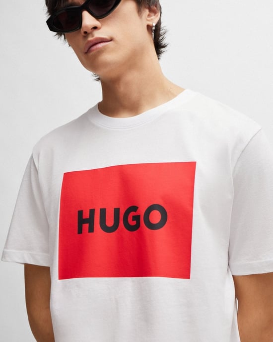 HUGO Red Logo Sustainable T-Shirt - White - Image 3