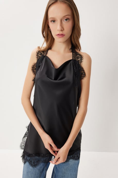 Ärmellose Halfter-Satinbluse - Image 2