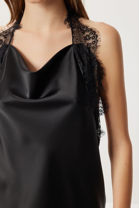 Ärmellose Halfter-Satinbluse - Image 5