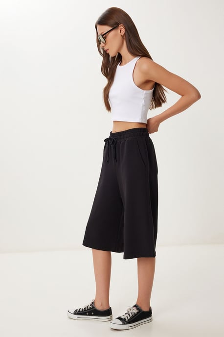 Mit der Hüfte mittelhohe weite Capri-Shorts mit Kordelzugbund - Image 2