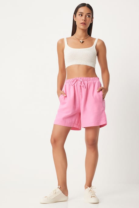 Hochtaillierte Weite Baumwollshorts - Image 2