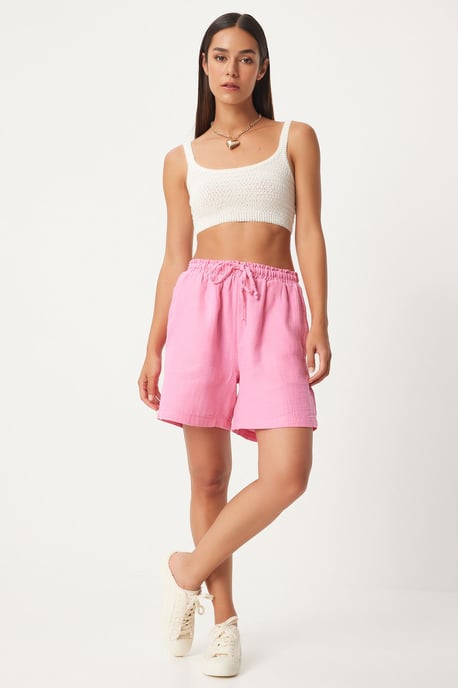 Hochtaillierte Weite Baumwollshorts - Image 3