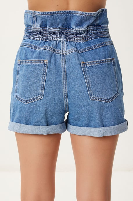 Hohe Taillierten Mom Denim Shorts - Image 5