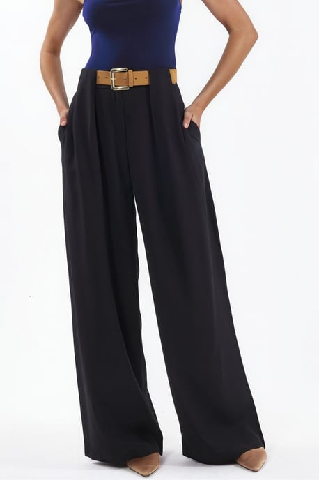 Hochtaillierte Palazzo-Hose mit Gürtel - Image 1