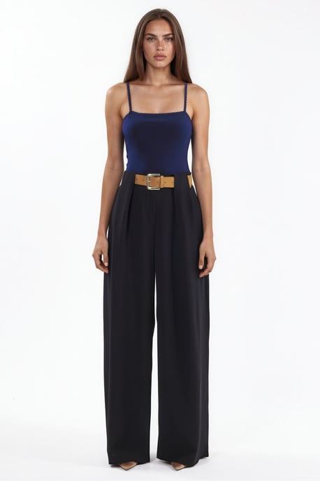 Hochtaillierte Palazzo-Hose mit Gürtel - Image 5