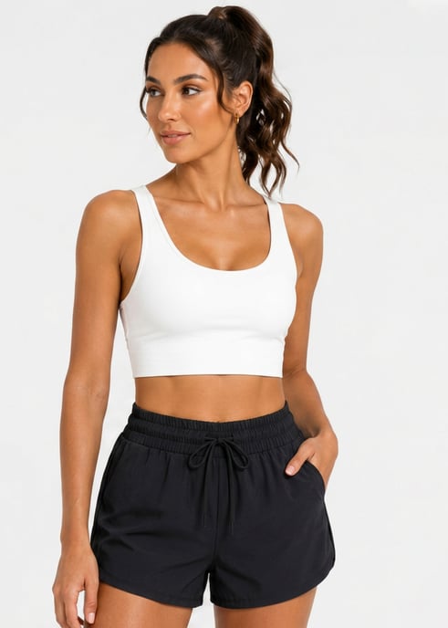 Schwarze Shorts mit elastischem Bund und hoher Taille - Image 1