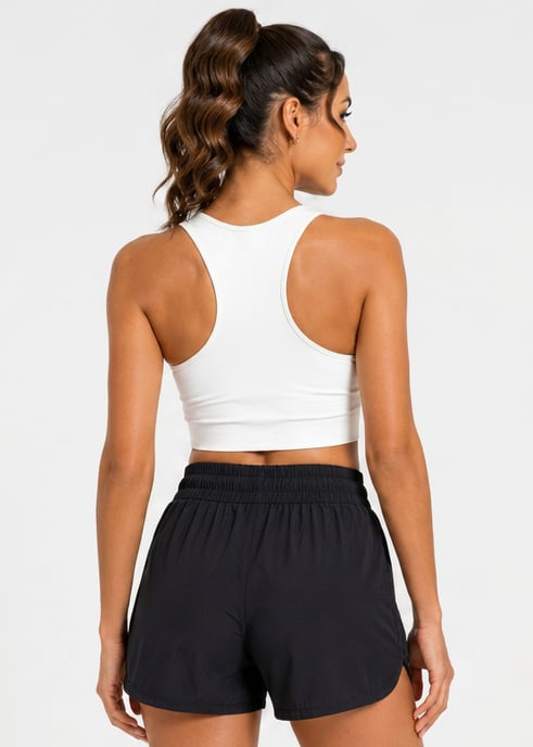 Schwarze Shorts mit elastischem Bund und hoher Taille - Image 2
