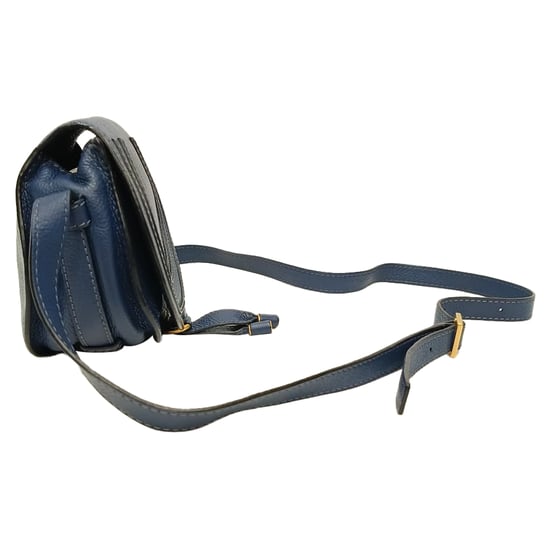 Chloé Marcie Kleine Umhängetasche aus blauem Leder - Image 3