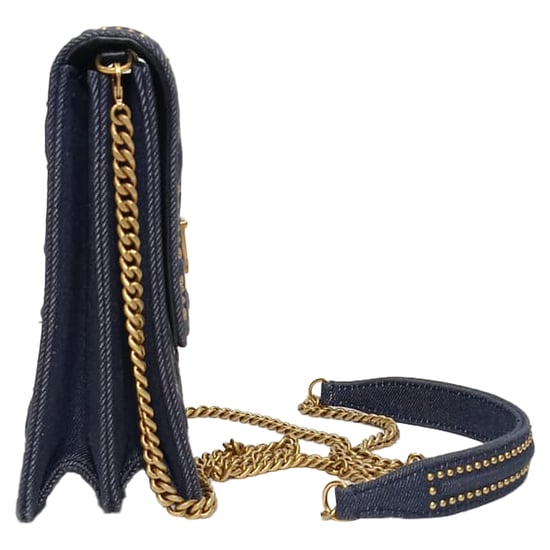 Dior Diorama Clutch-Tasche mit Nieten, vertikal, aus marineblauem Baumwoll-Denim - Image 2