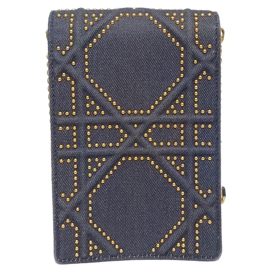 Dior Diorama Clutch-Tasche mit Nieten, vertikal, aus marineblauem Baumwoll-Denim - Image 3