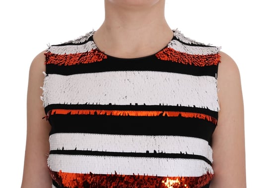 Dolce & Gabbana Midi-Cocktailkleid mit Paillettenstreifen - Weiß - Image 5