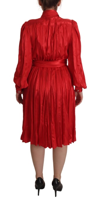Dolce Gabbana Rotes Seiden-Midi-Kleid - Image 2