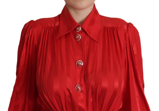 Dolce Gabbana Rotes Seiden-Midi-Kleid - Image 3