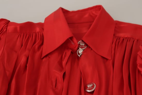 Dolce Gabbana Rotes Seiden-Midi-Kleid - Image 5