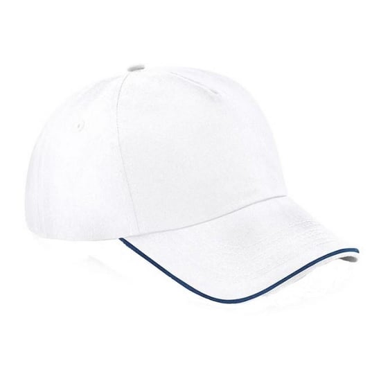 Beechfield Unisex Authentic 5 Panel Baseballkappe Für Erwachsene (Weiß/Navy) - Image 1