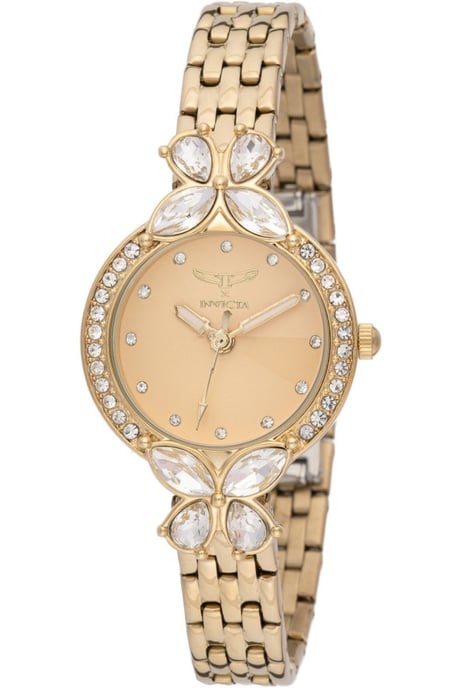 Invicta Wildflower 69094 Damenuhr - Quarzwerk - Metall mit goldenem Zifferblatt - 30 mm - Image 1