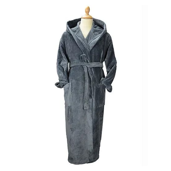 ARTG - "Deluxe" Morgenmantel für Damen, mit Kapuze, Velours (Dunkelgrau) - Image 1
