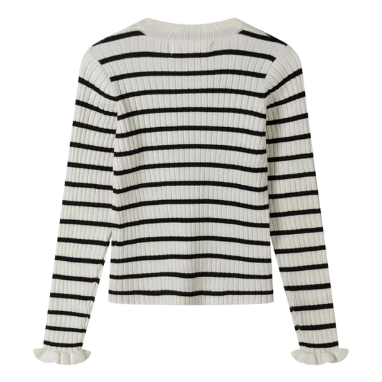 Minoti - Pullover für Mädchen, Rüschen-Manschette, gerippt (Schwarz/Weiß) - Image 2