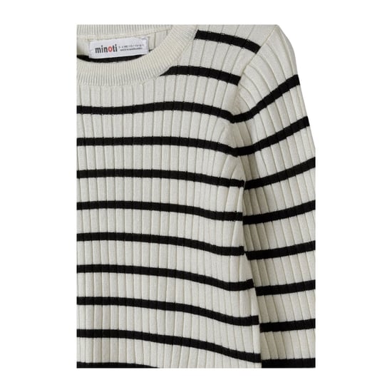 Minoti - Pullover für Mädchen, Rüschen-Manschette, gerippt (Schwarz/Weiß) - Image 3
