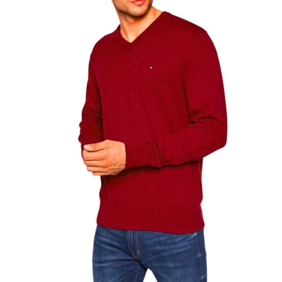 Tommy Hilfiger - Pullover Top für Herren, V-Ausschnitt, Baumwollmischung (Rot) - Image 3