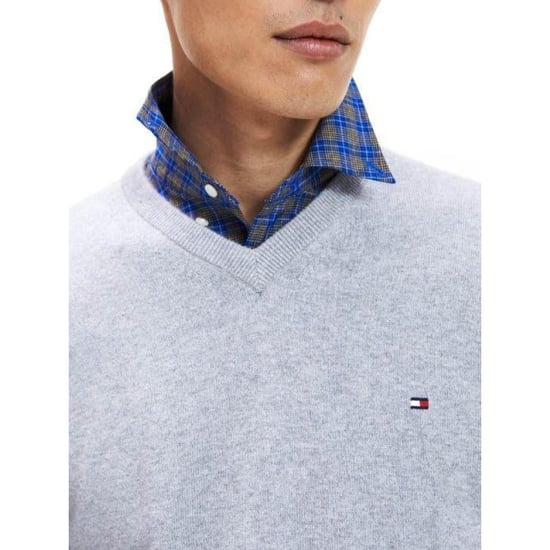 Tommy Hilfiger - Pullover Top für Herren, V-Ausschnitt, Baumwollmischung (Grau) - Image 3