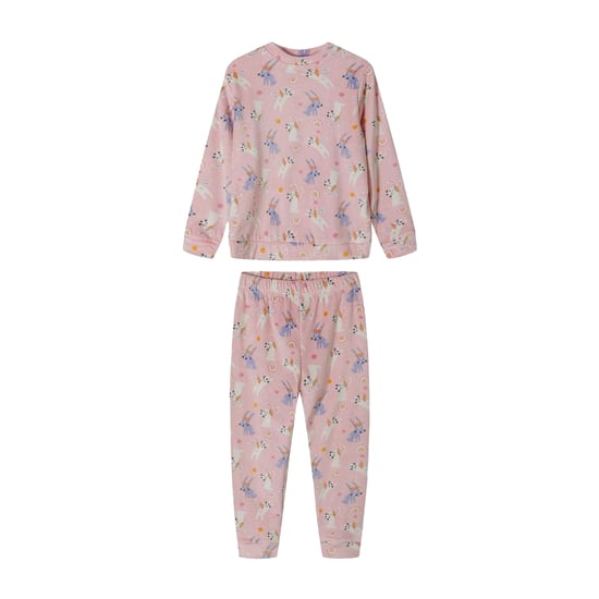 Minoti - Schlafanzug mit langer Hose für Mädchen, Velours, Langärmlig (Pink) - Image 1