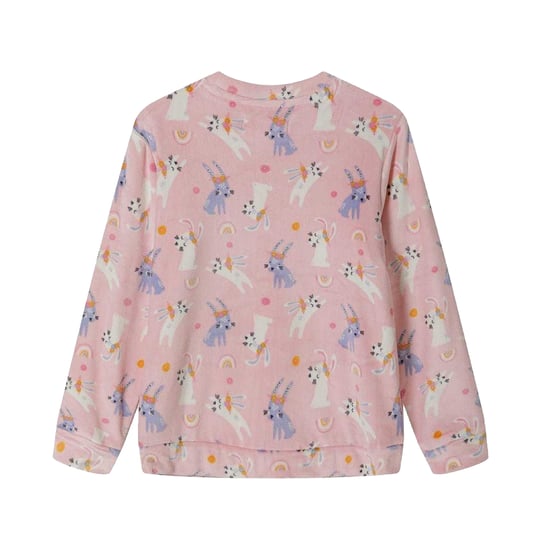 Minoti - Schlafanzug mit langer Hose für Mädchen, Velours, Langärmlig (Pink) - Image 4