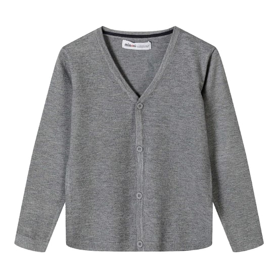 Minoti - Strickjacke für Jungen, Button-Down-Kragen, Feinstrick (Grau) - Image 2